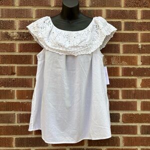 Westport NWT Eyelet Tunic Top Women's Sz XL SWhite Off shoulder Embroidered